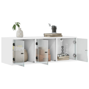 Wandschrank Weiß mit Glastüren 102 cm