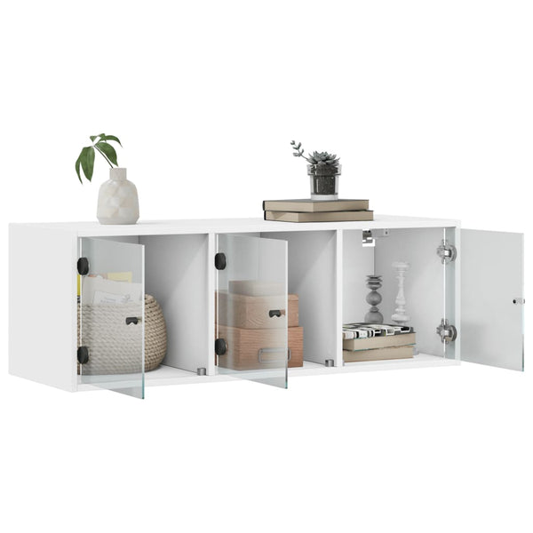 Wandschrank Weiß mit Glastüren 102 cm