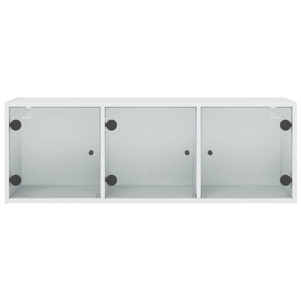 Wandschrank Weiß mit Glastüren 102 cm