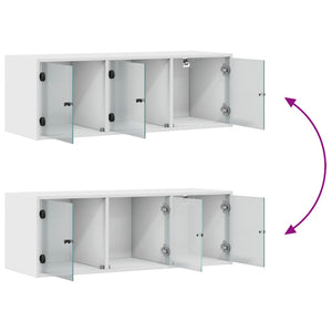 Wandschrank Weiß mit Glastüren 102 cm
