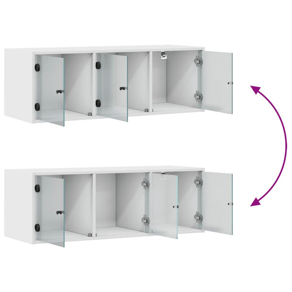 Wandschrank Weiß mit Glastüren 102 cm