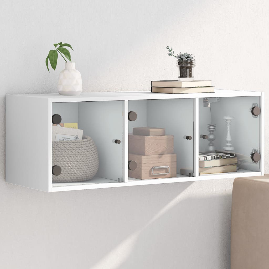 Wandschrank Weiß mit Glastüren 102 cm