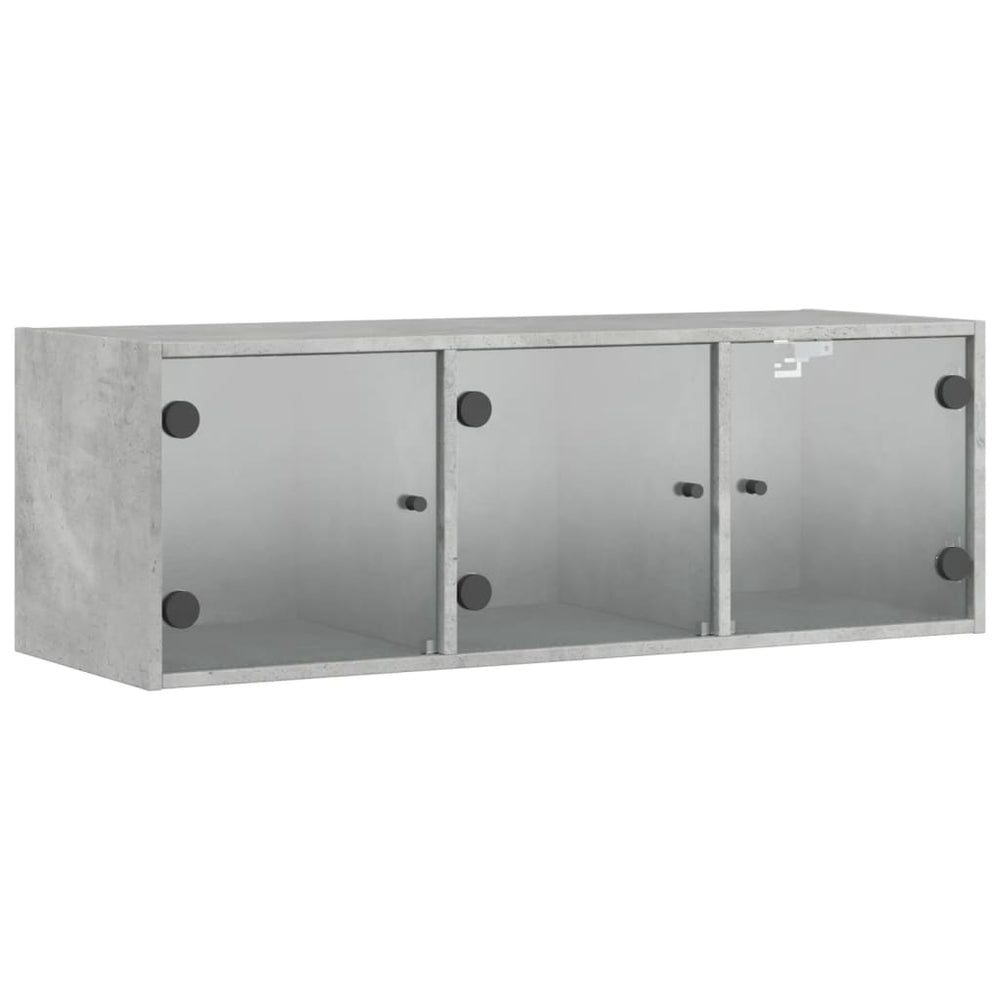 Wandschrank Betongrau mit Glastüren 102x37x35 cm