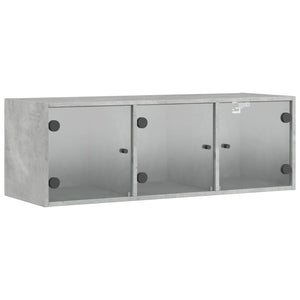 Wandschrank Betongrau mit Glastüren 102x37x35 cm