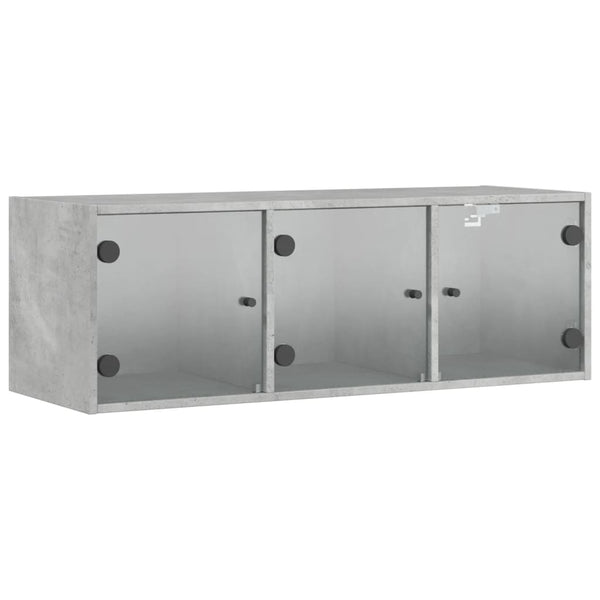 Wandschrank Betongrau mit Glastüren 102x37x35 cm