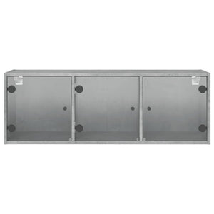 Wandschrank Betongrau mit Glastüren 102x37x35 cm