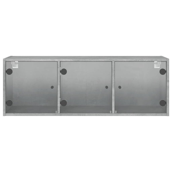 Wandschrank Betongrau mit Glastüren 102x37x35 cm