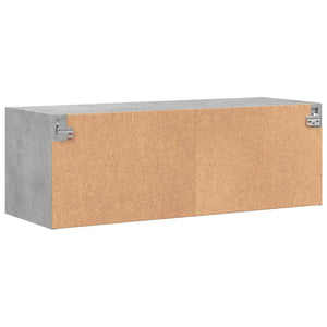 Wandschrank Betongrau mit Glastüren 102x37x35 cm