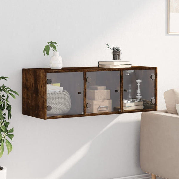 Wandschrank Räuchereiche mit Glastüren 102 cm