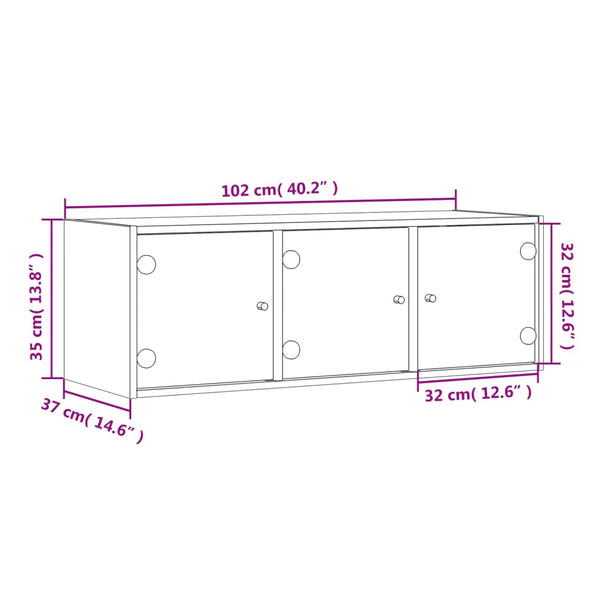 Wandschrank Räuchereiche mit Glastüren 102 cm