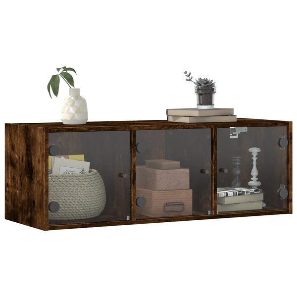 Wandschrank Räuchereiche mit Glastüren 102 cm