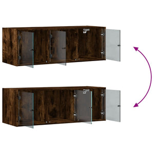 Wandschrank Räuchereiche mit Glastüren 102 cm