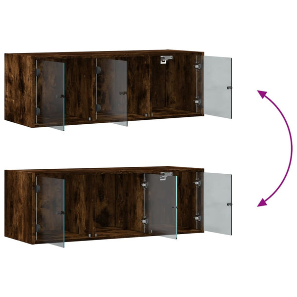 Wandschrank Räuchereiche mit Glastüren 102 cm