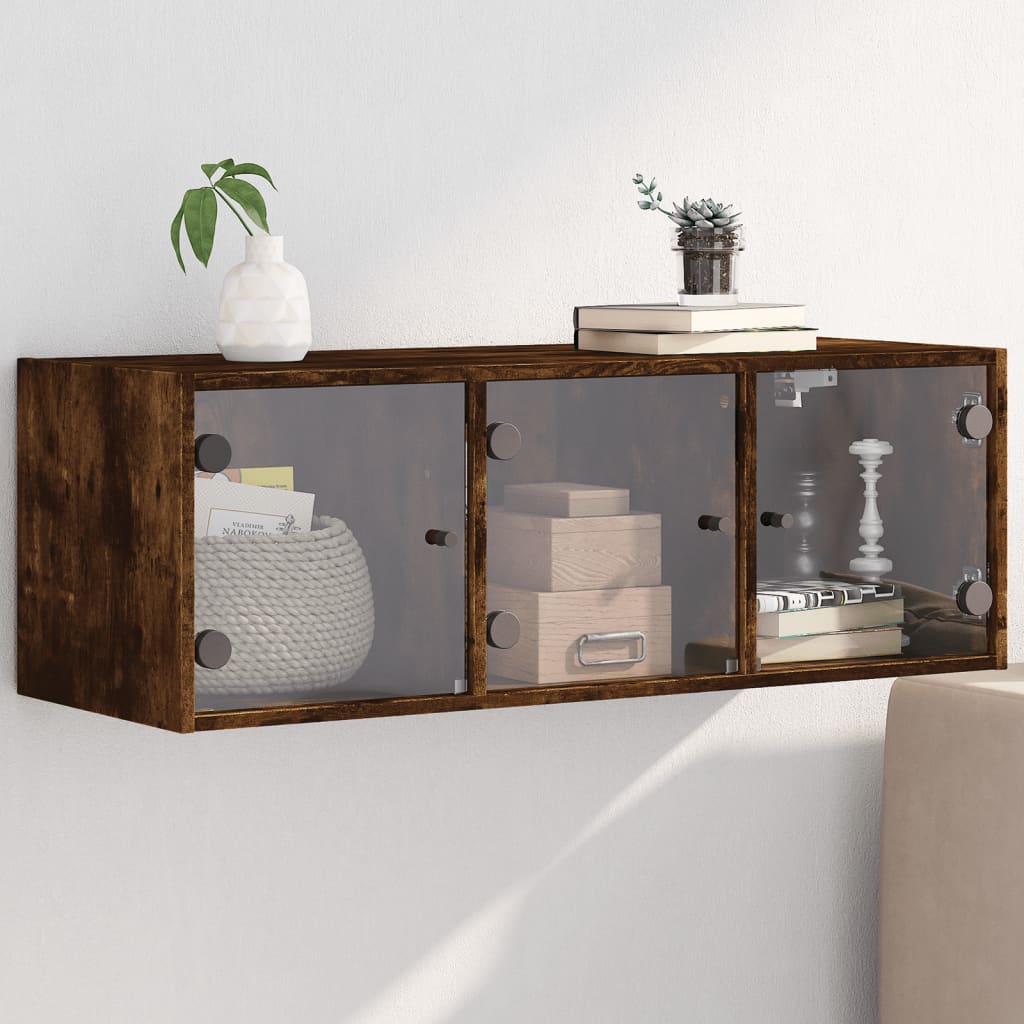 Wandschrank Räuchereiche mit Glastüren 102 cm