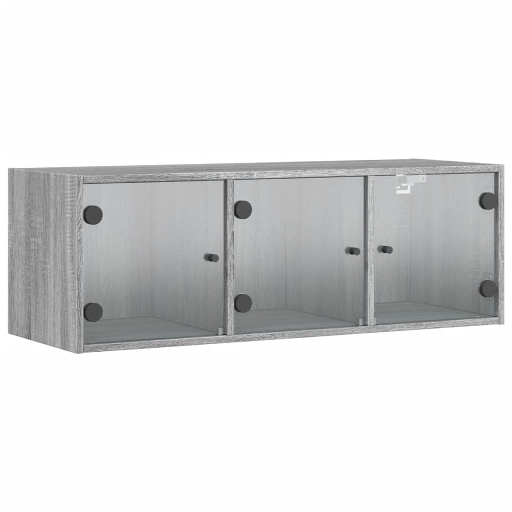 Wandschrank Grau Sonoma mit Glastüren 102x37x35 cm