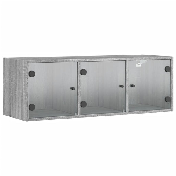 Wandschrank Grau Sonoma mit Glastüren 102x37x35 cm