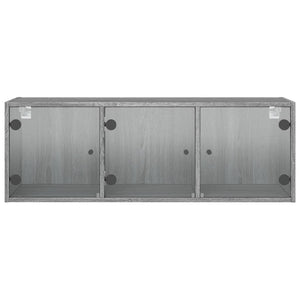 Wandschrank Grau Sonoma mit Glastüren 102x37x35 cm
