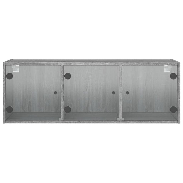 Wandschrank Grau Sonoma mit Glastüren 102x37x35 cm