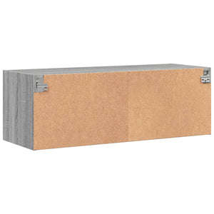 Wandschrank Grau Sonoma mit Glastüren 102x37x35 cm