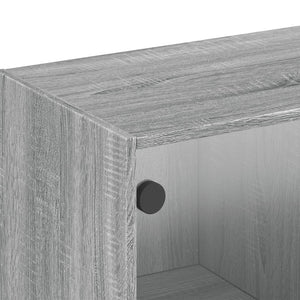 Wandschrank Grau Sonoma mit Glastüren 102x37x35 cm