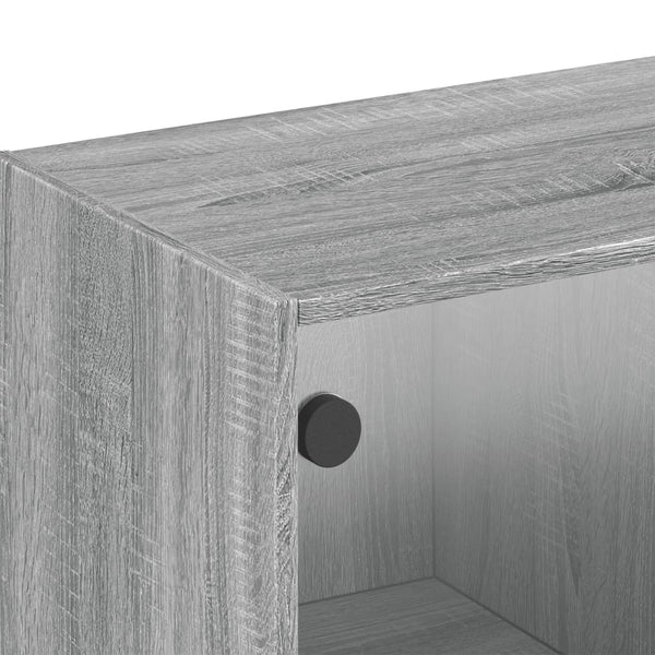 Wandschrank Grau Sonoma mit Glastüren 102x37x35 cm
