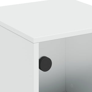 Nachttische mit Glastüren, 2er-Set, Weiß