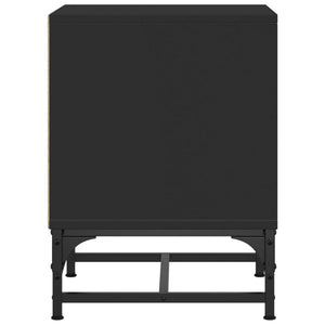 Nachttische mit Glastüren, 2er-Set, Schwarz