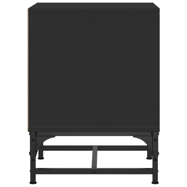 Nachttische mit Glastüren, 2er-Set, Schwarz