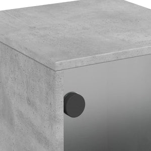 Nachttische mit Glastüren, 2er-Set, Betongrau