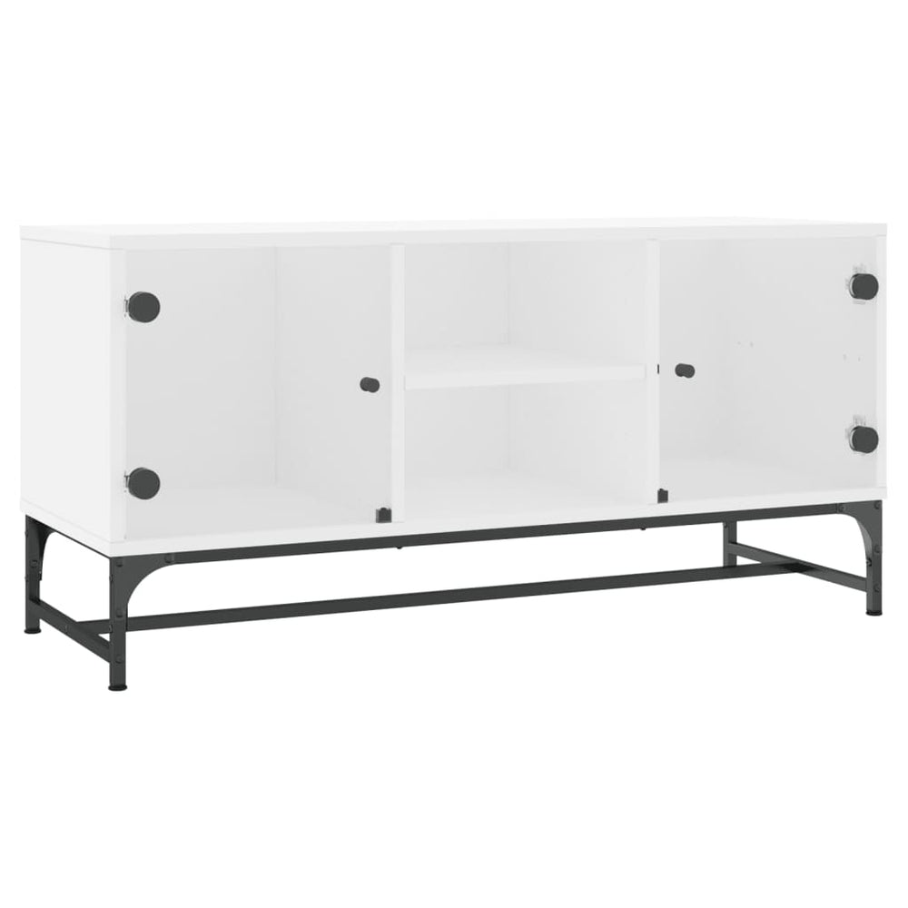 Weißer TV-Schrank mit Glastüren 102 cm