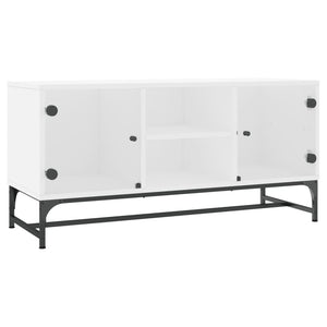 Weißer TV-Schrank mit Glastüren 102 cm