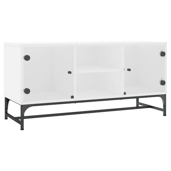 Weißer TV-Schrank mit Glastüren 102 cm