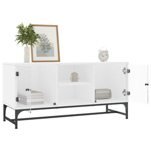 Weißer TV-Schrank mit Glastüren 102 cm