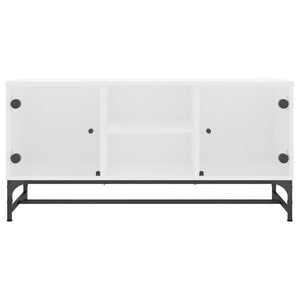 Weißer TV-Schrank mit Glastüren 102 cm