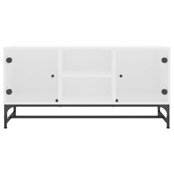 Weißer TV-Schrank mit Glastüren 102 cm