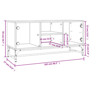 Weißer TV-Schrank mit Glastüren 102 cm