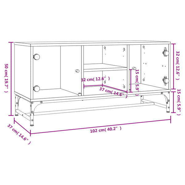 Weißer TV-Schrank mit Glastüren 102 cm