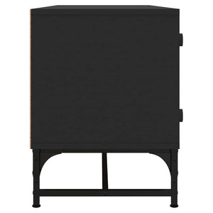 Schwarzer TV-Schrank mit Glastüren 102 cm