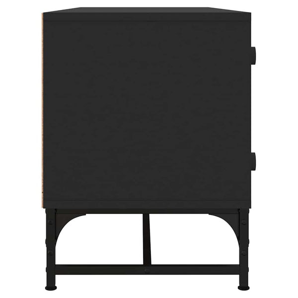 Schwarzer TV-Schrank mit Glastüren 102 cm