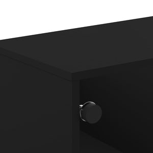 Schwarzer TV-Schrank mit Glastüren 102 cm
