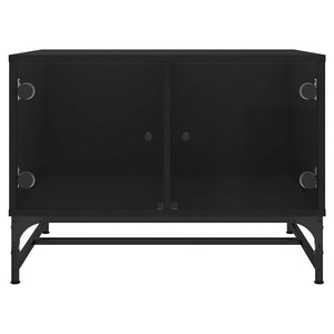 Couchtisch Schwarz mit Glastüren 68,5x50x50 cm