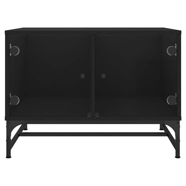 Couchtisch Schwarz mit Glastüren 68,5x50x50 cm