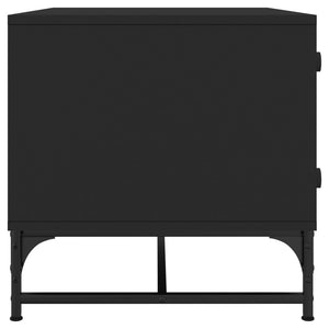 Couchtisch Schwarz mit Glastüren 68,5x50x50 cm