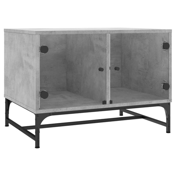 Betongrau Couchtisch mit Glastüren