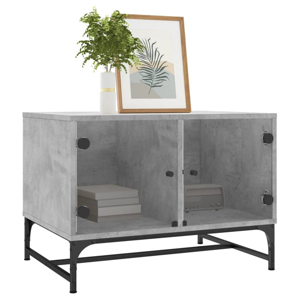 Betongrau Couchtisch mit Glastüren