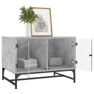 Betongrau Couchtisch mit Glastüren