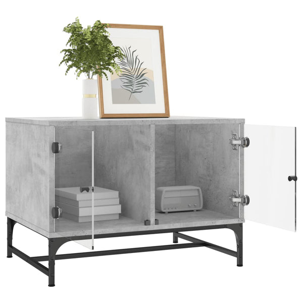 Betongrau Couchtisch mit Glastüren