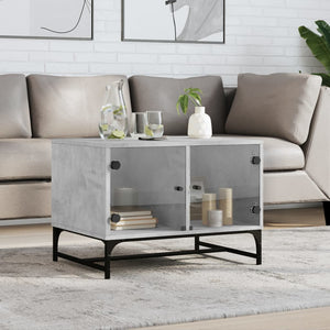 Betongrau Couchtisch mit Glastüren