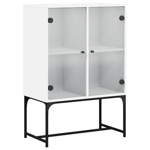 Beistellschrank Weiß mit Glastüren 69x37x100 cm