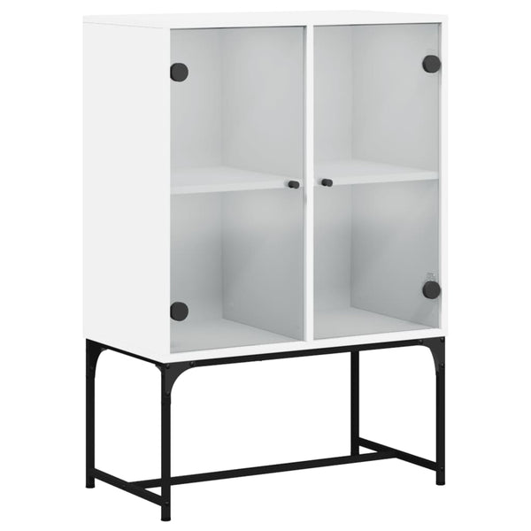 Beistellschrank Weiß mit Glastüren 69x37x100 cm
